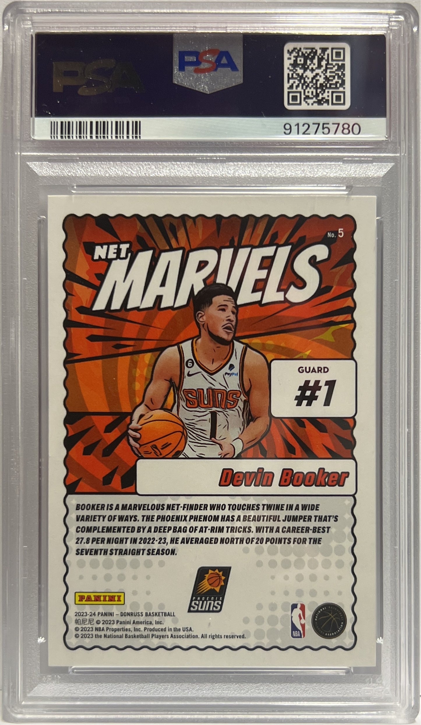 Devin Booker Net Marvels Press Proof Gold Donruss Basketball NBA 2023/24 PSA 9