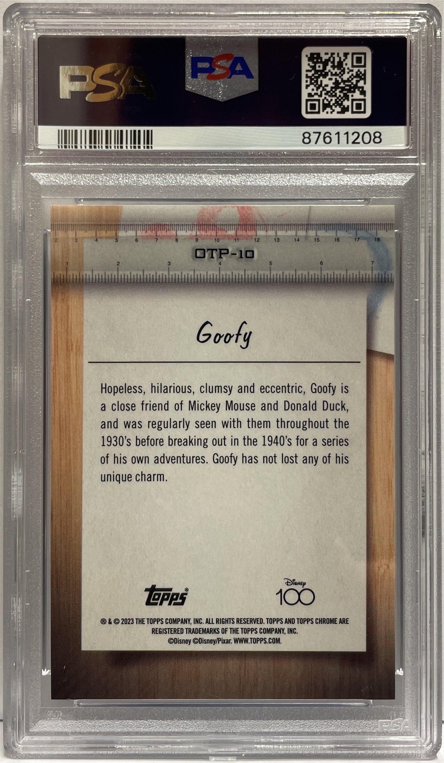 Goofy 14/25 Off The Page Orange Wave Topps Chrome Disney 100 2023 PSA 10