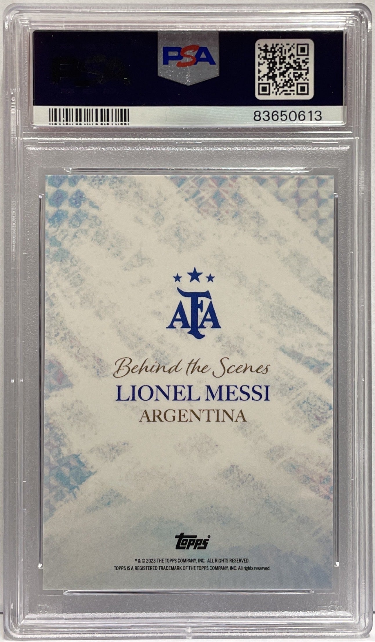Lionel Messi 39/49 Behind The Scenes Topps Argentina World Champion 2023 PSA 10