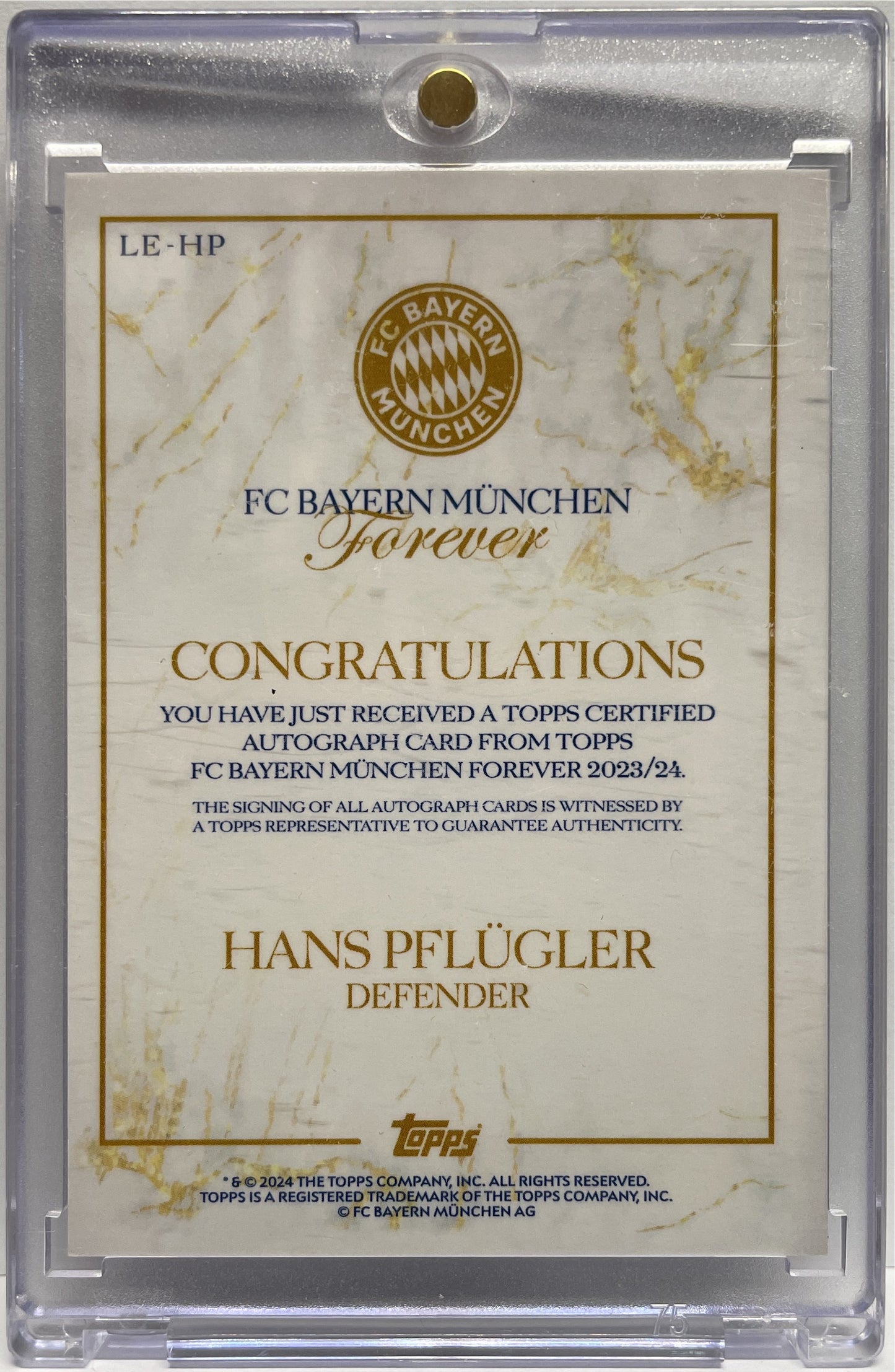 Hans Pflugler Autograph Topps Bayern Munchen Forever 2024