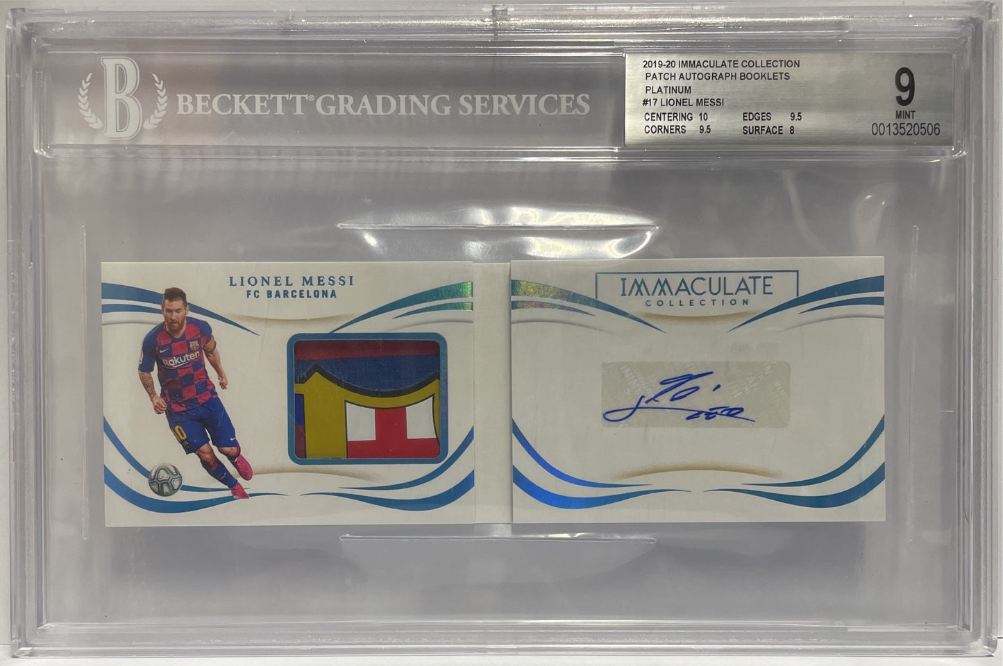 Lionel Messi 1/1 Match Worn Autograph Booklet Panini Immaculate 2019/20 Beckett 9