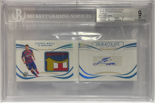 Lionel Messi 1/1 Match Worn Autograph Booklet Panini Immaculate 2019/20 Beckett 9