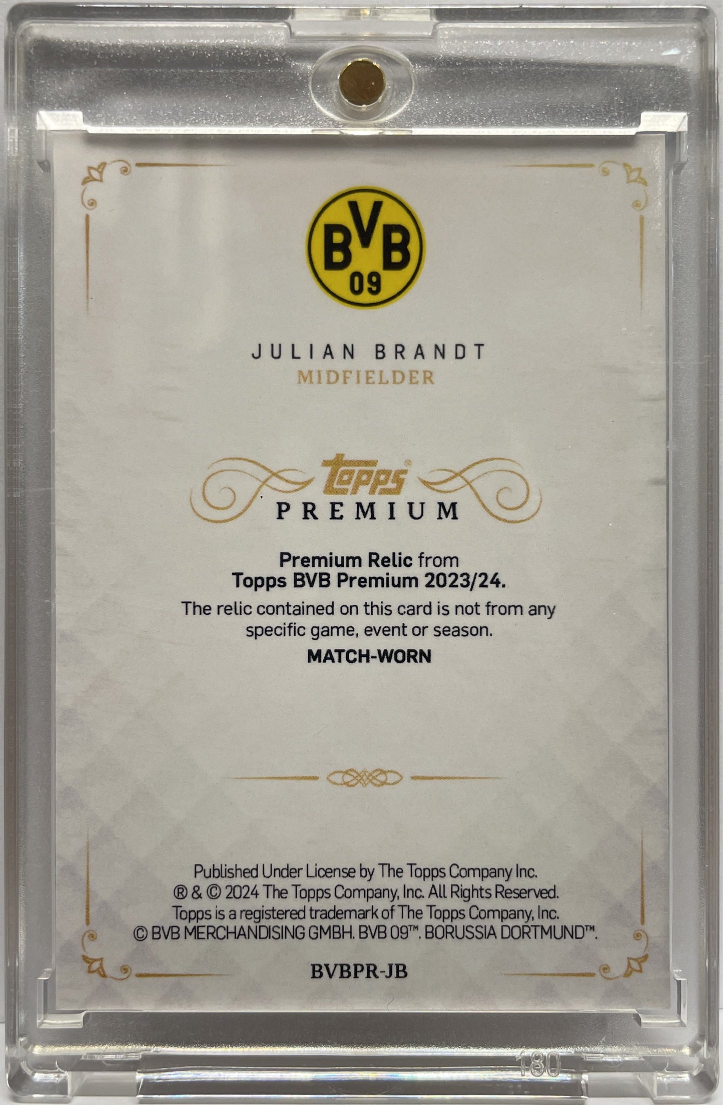 Julian Brandt 7/25 Patch Worn Orange Topps Borussia Dortmund BVB Premium 2024