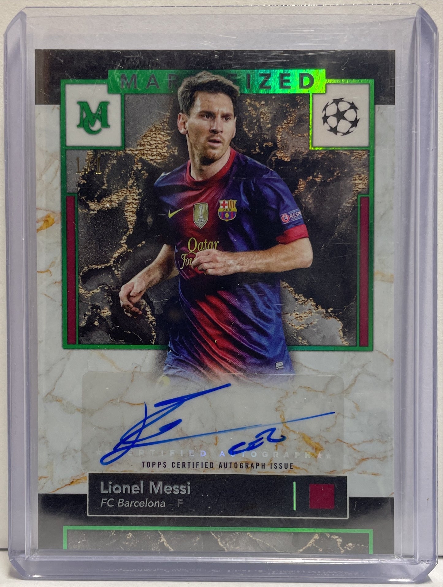 Lionel Messi 1/1 Autograph Marbleized Emerald Topps Museum 2024/25