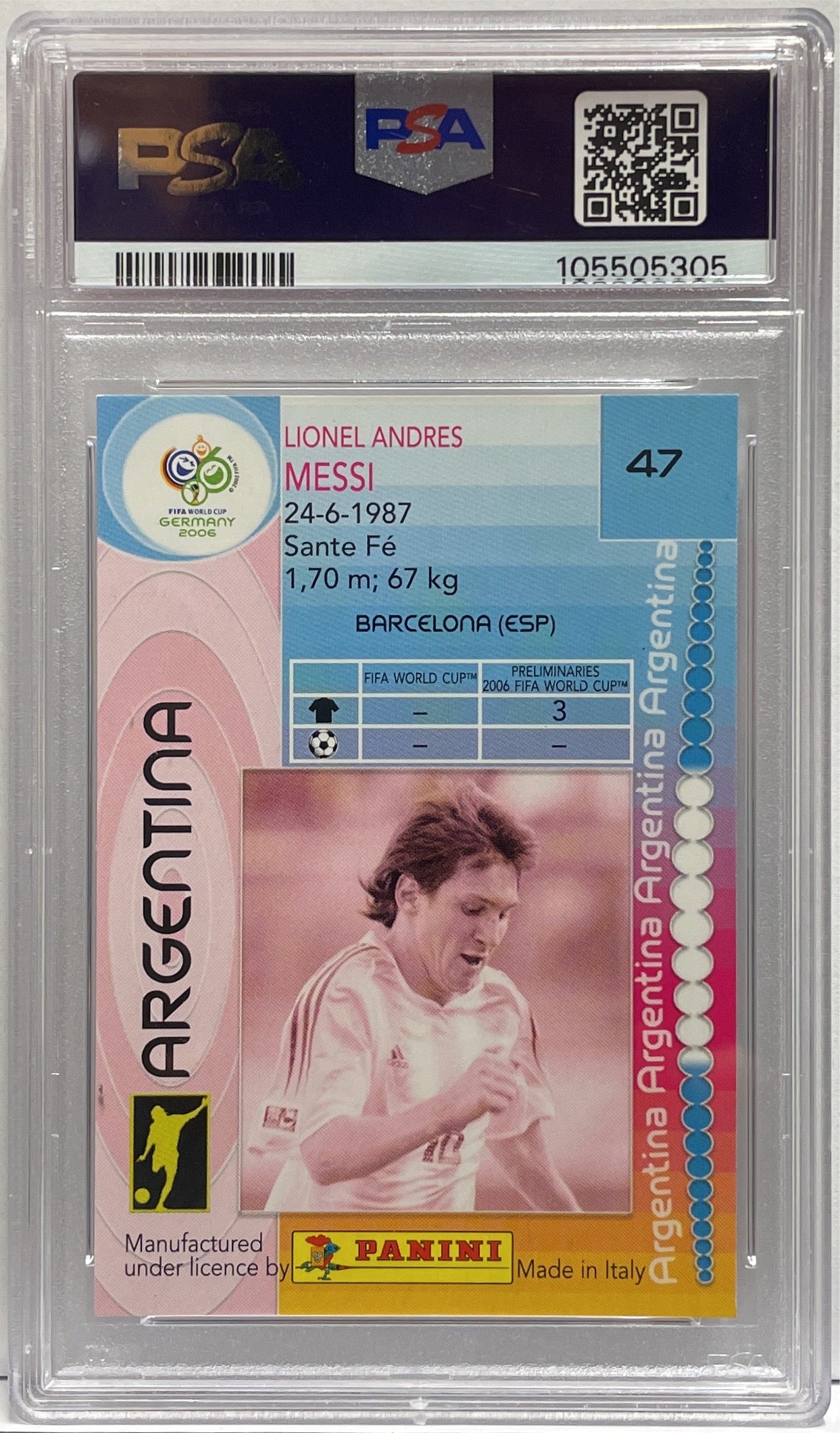 Lionel Messi Panini World Cup Germany 2006 PSA 9