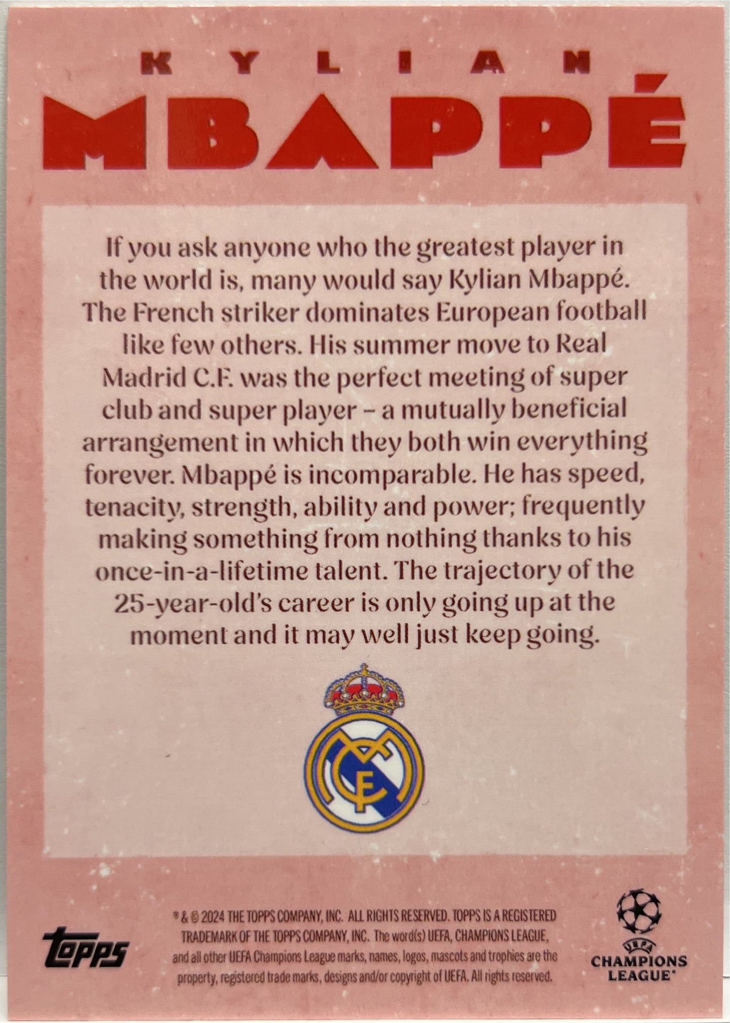 Kylian Mbappe 5/10 Artistry Topps Deco 2024/25