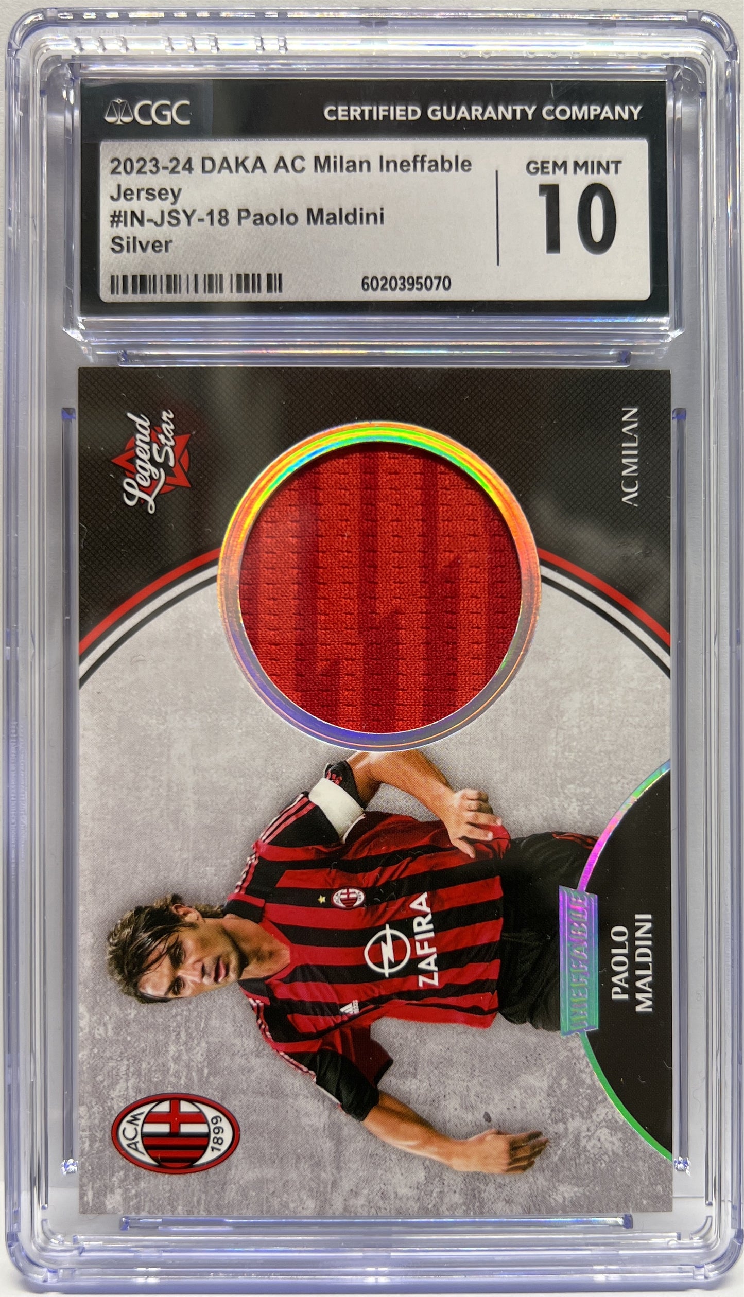 Paolo Maldini 17/25 Patch Jersey Ineffable Silver Daka Milan One & Two 2023/24 CGC 10