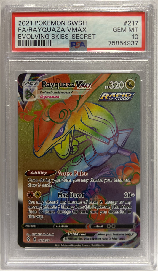 Rayquaza Vmax Evolving Skies Secret 217/203 Pokemon Swsh Eng 2021 PSA 10