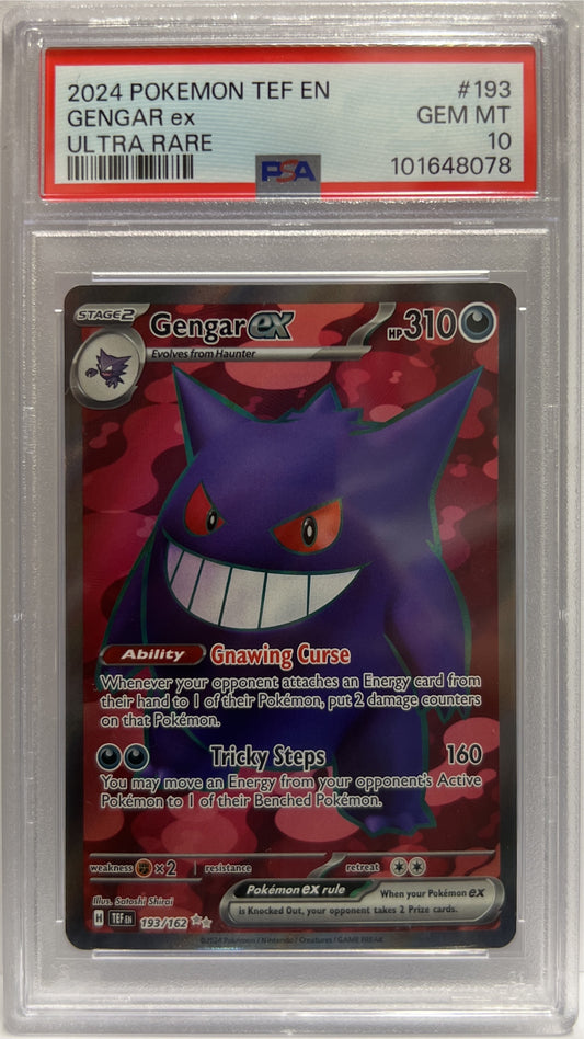 Gengar Ex Ultra Rare 193/162 Pokemon TEF en eng 2024 PSA 10