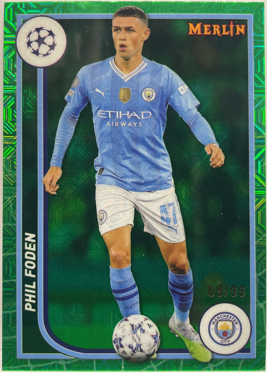 Phil Foden 69/99 Green Mojo Topps Chrome Merlin UCC 2023/24