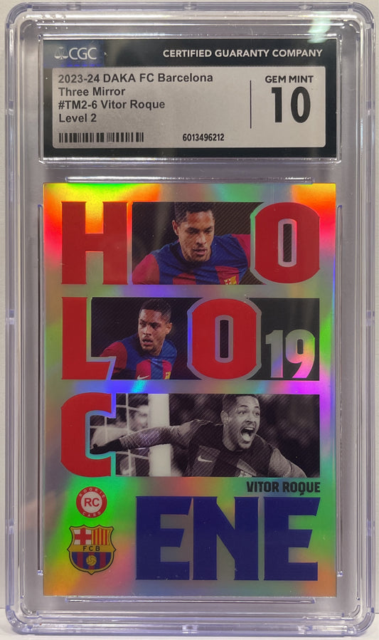 CGC 10 Vitor Roque 2/10 Rookie Three Mirror Level 2 Daka Barcelona One & Two 2023/24