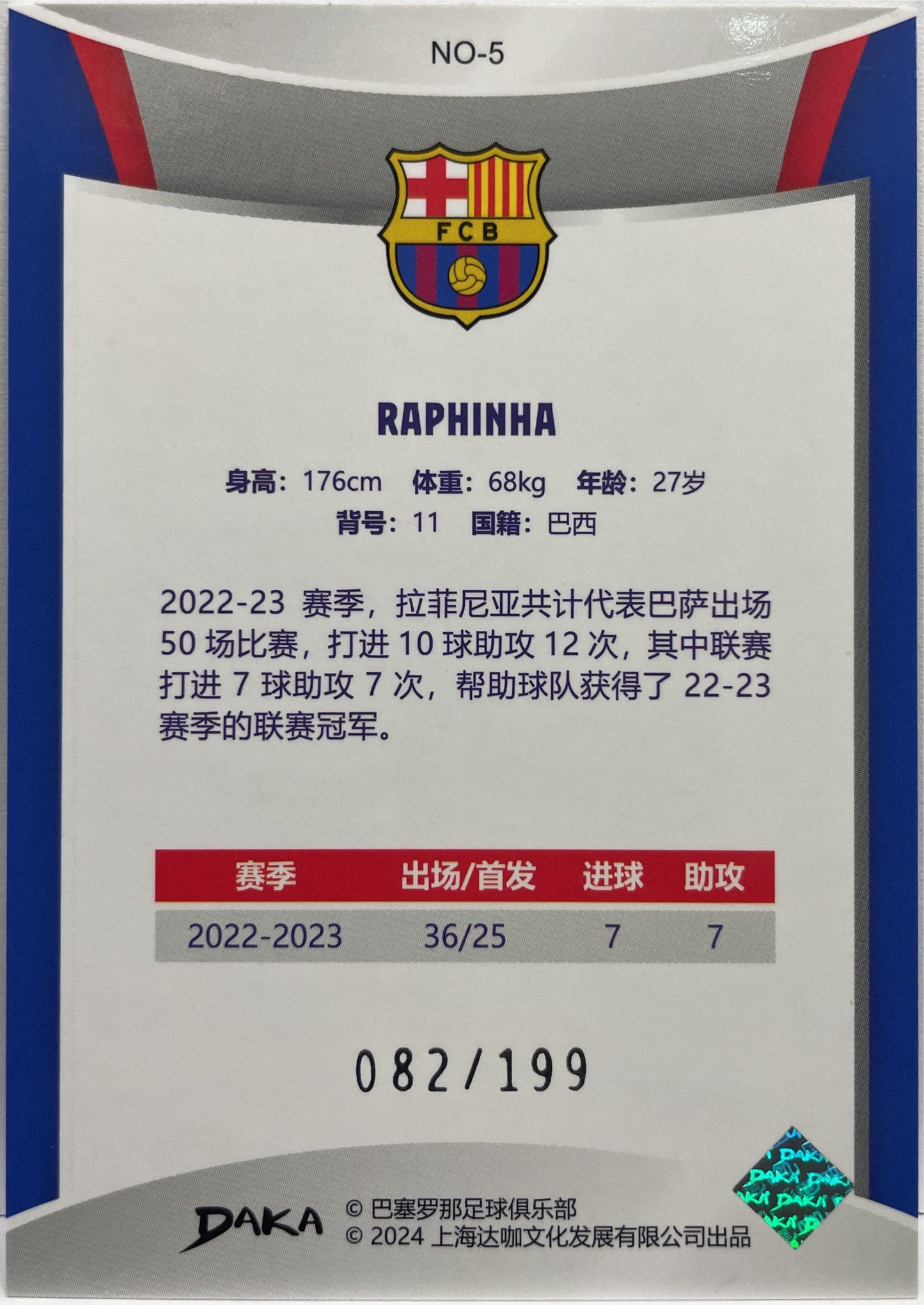 Raphinha 82/199 Holocene Daka Barcelona One & Two 2023/24