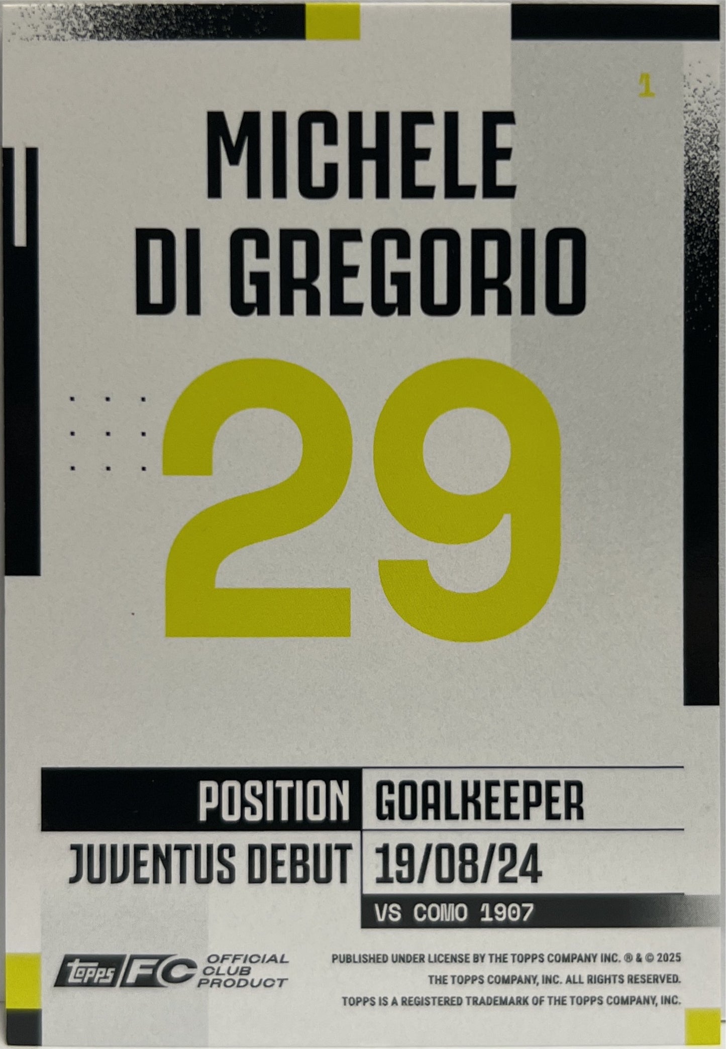Michele Di Gregorio 23/50 Gold Topps Juventus Premium Team Set 2024/25