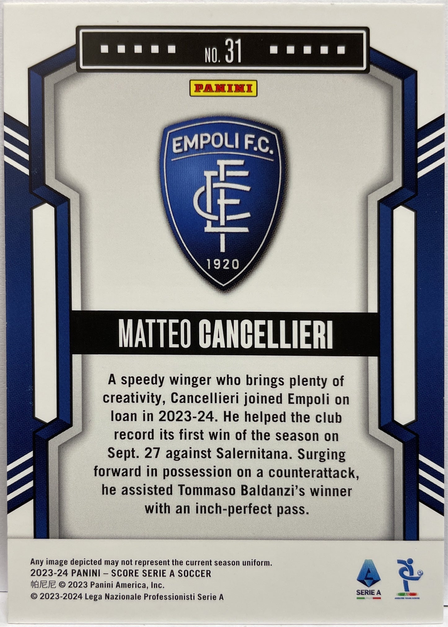 Matteo Cancellieri 4/30 Red Swirl Score Serie A 2023/24