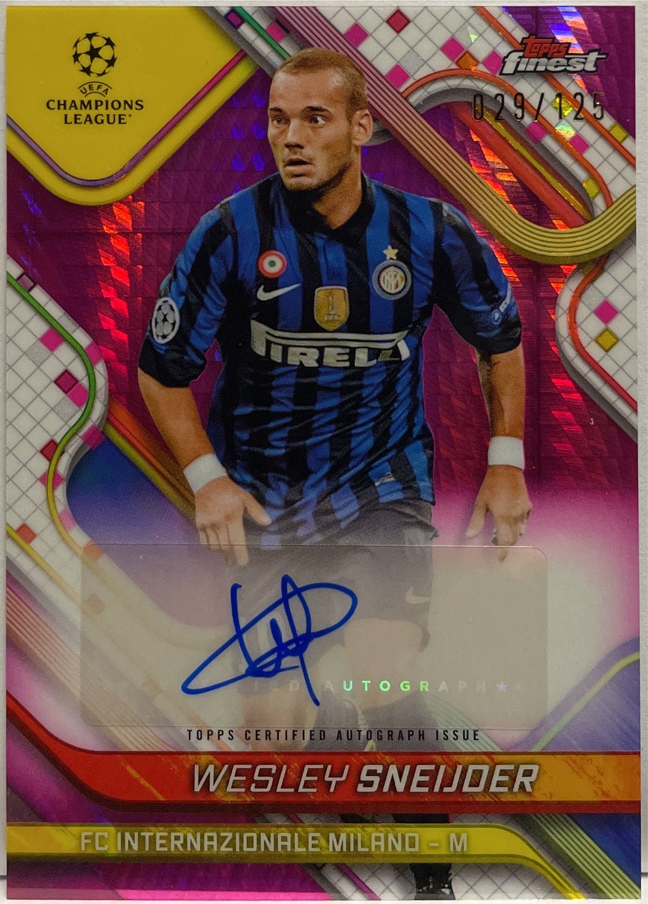 Wesley Sneijder 29/125 Autograph Pink Prism Topps Finest UCC 2024/25