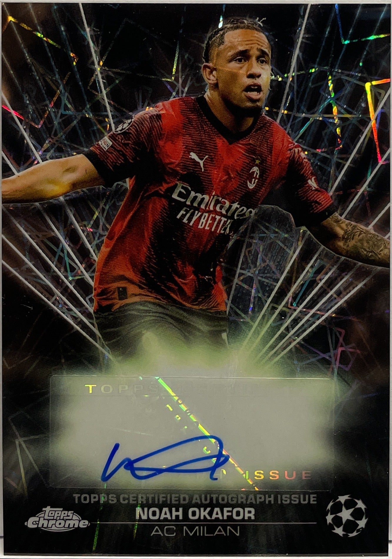 Noah Okafor Autograph Black Lazer Topps Chrome UCC 2023/24