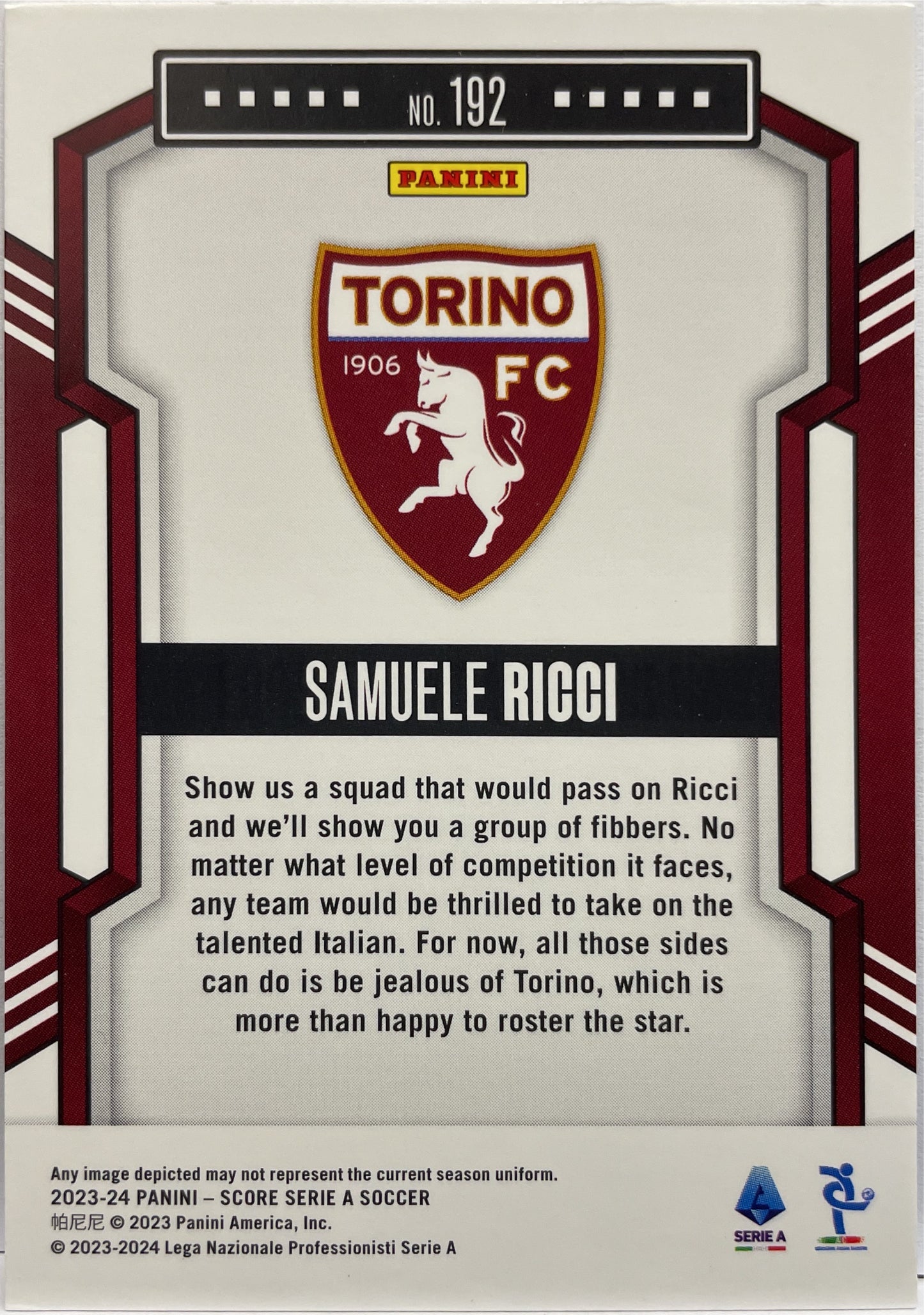 Samuele Ricci 34/50 Blue Laser Score Serie A 2023/24