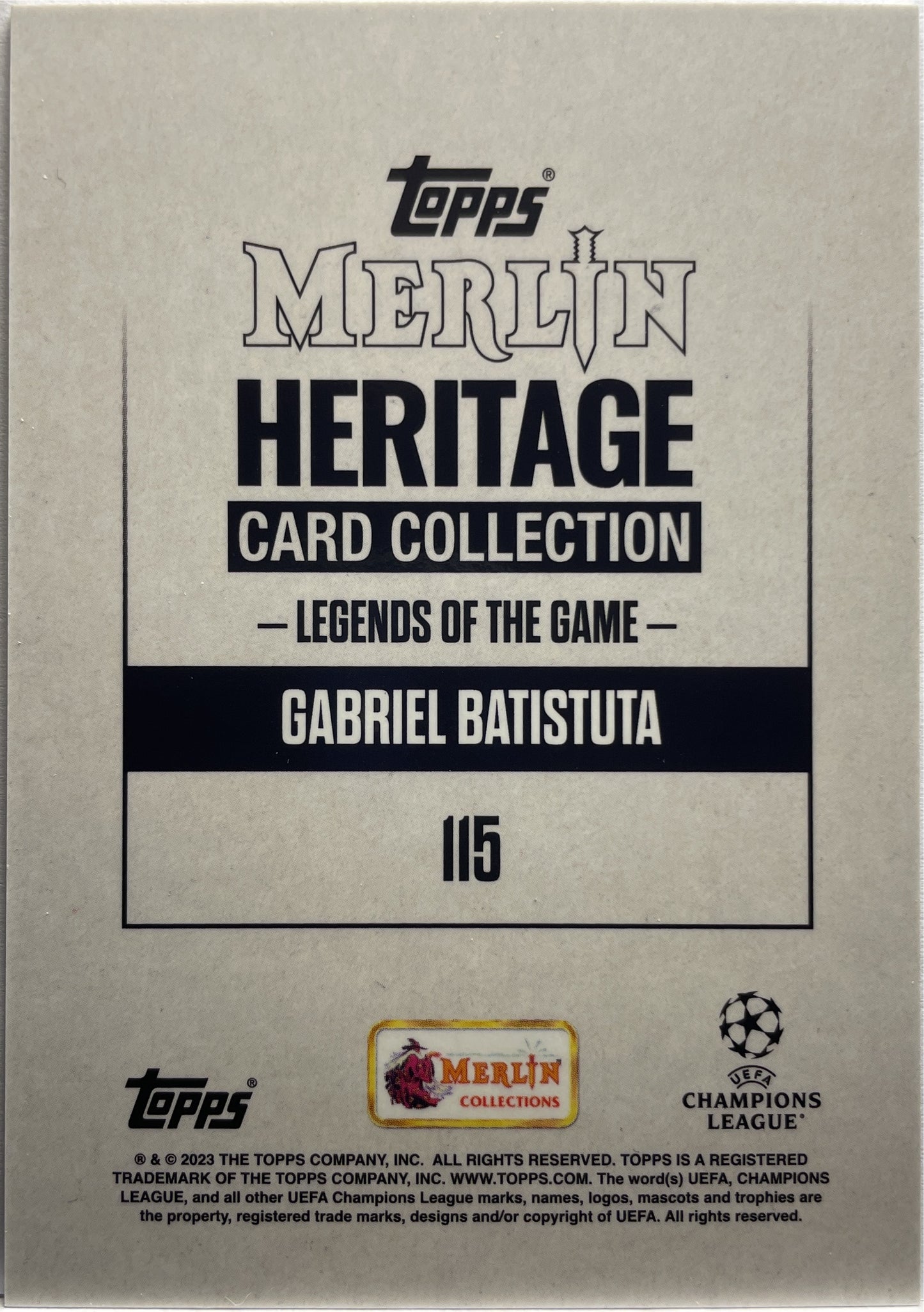 Gabriel Batistuta 26/49 Legends Of The Game Topps Merlin Heritage 2023/24