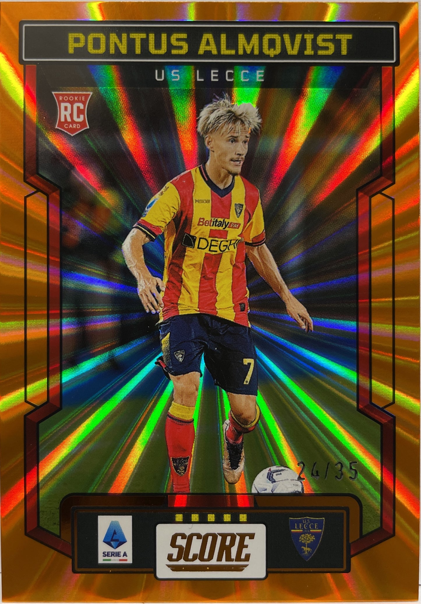 Pontus Almqvist 24/35 Rookie Orange Laser Score Serie A 2023/24