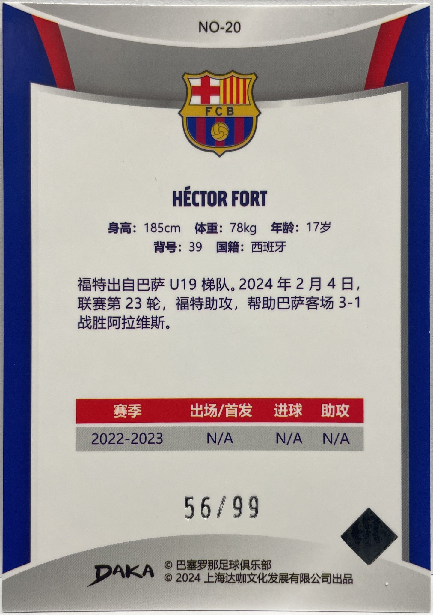 Hector Fort 56/99 Holocene Daka Barcelona One & Two 2023/24