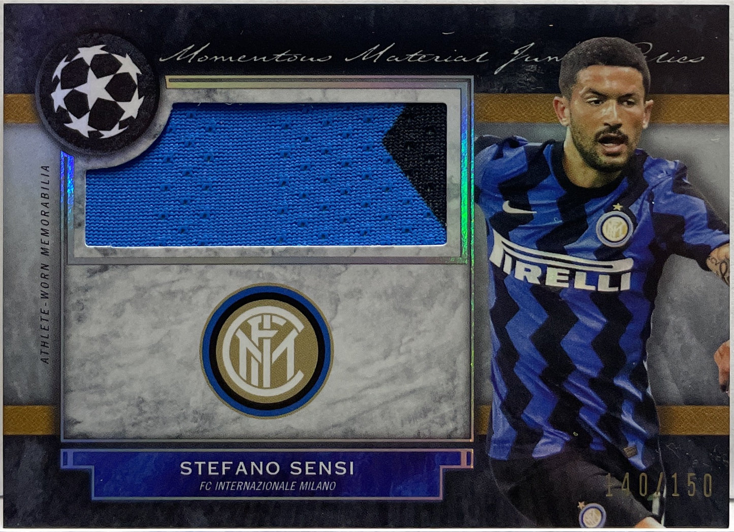 Stefano Sensi 140/150 Patch Worn Momentous Material Jumbo Relic Topps Museum 2020/21