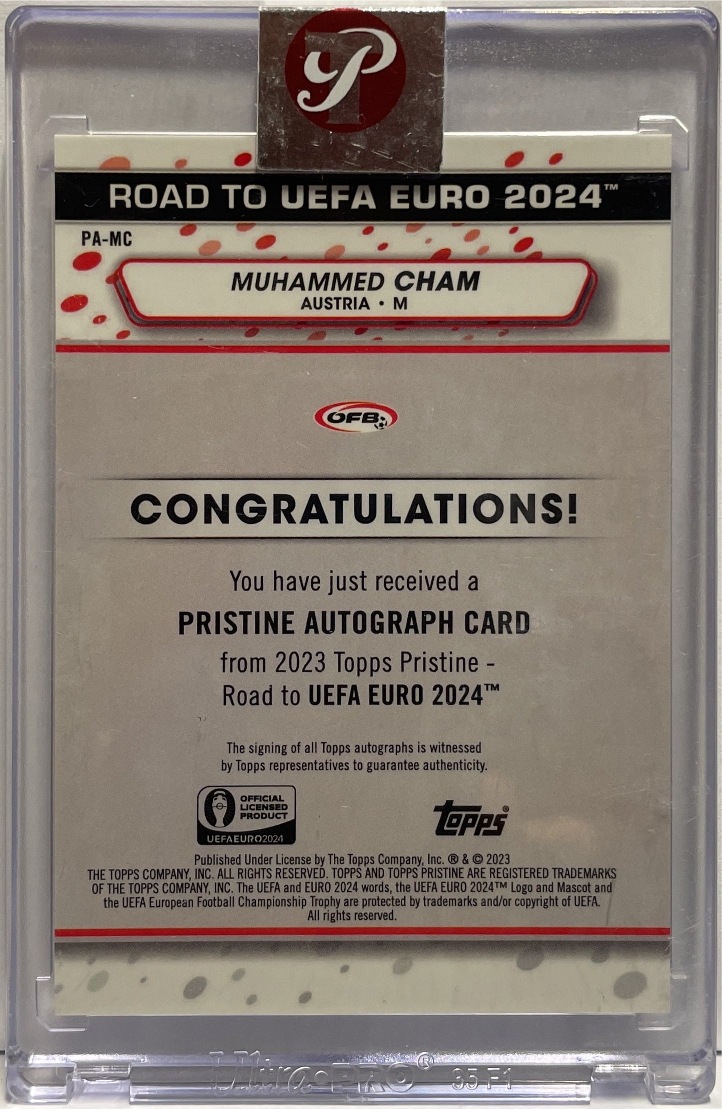 Muhammed Cham Autograph National Debut Topps Pristine Uefa Euro 2024
