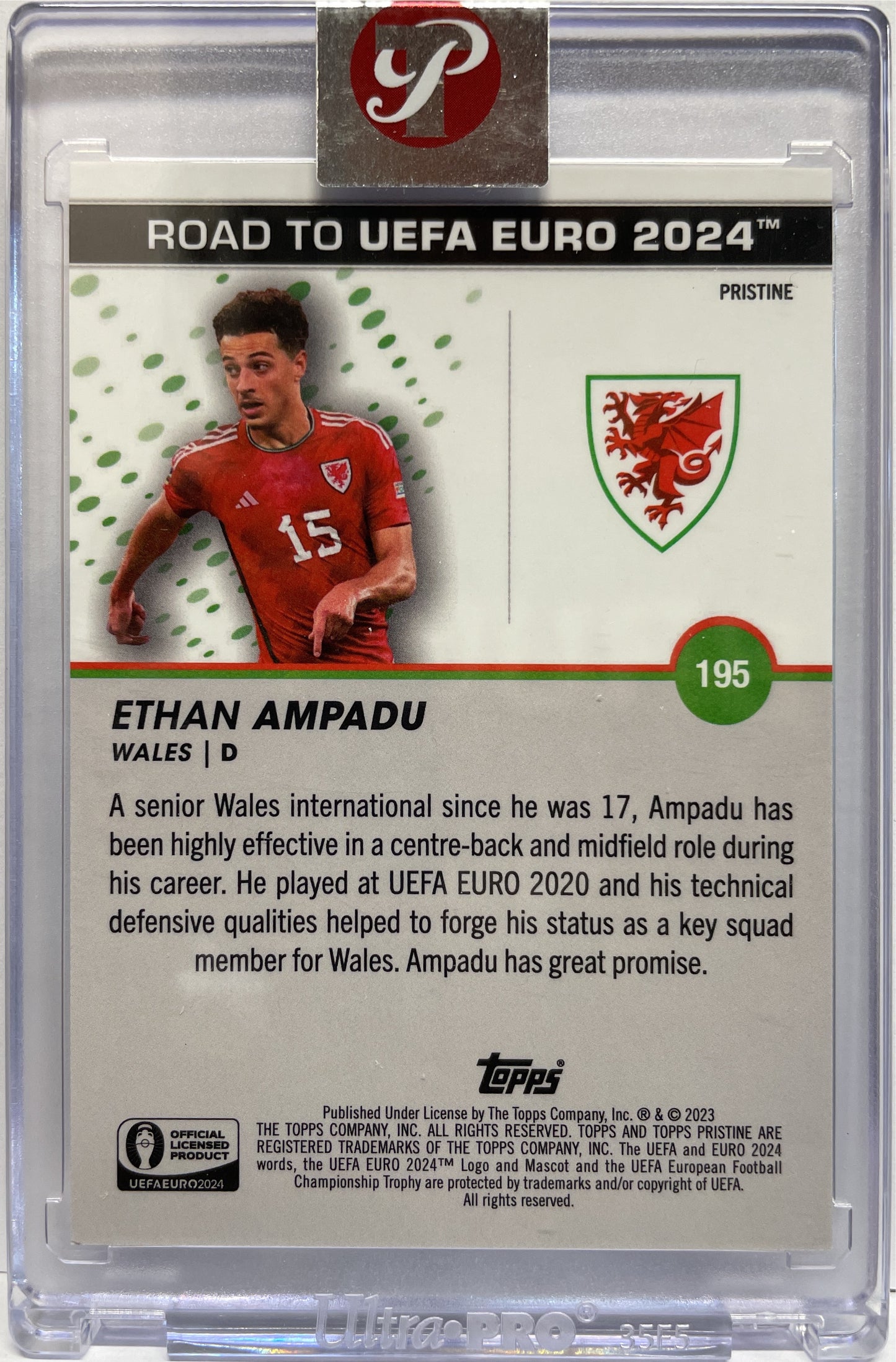 Ethan Ampadu 53/75 Blue Pristine Topps Pristine Road To Euro 2024