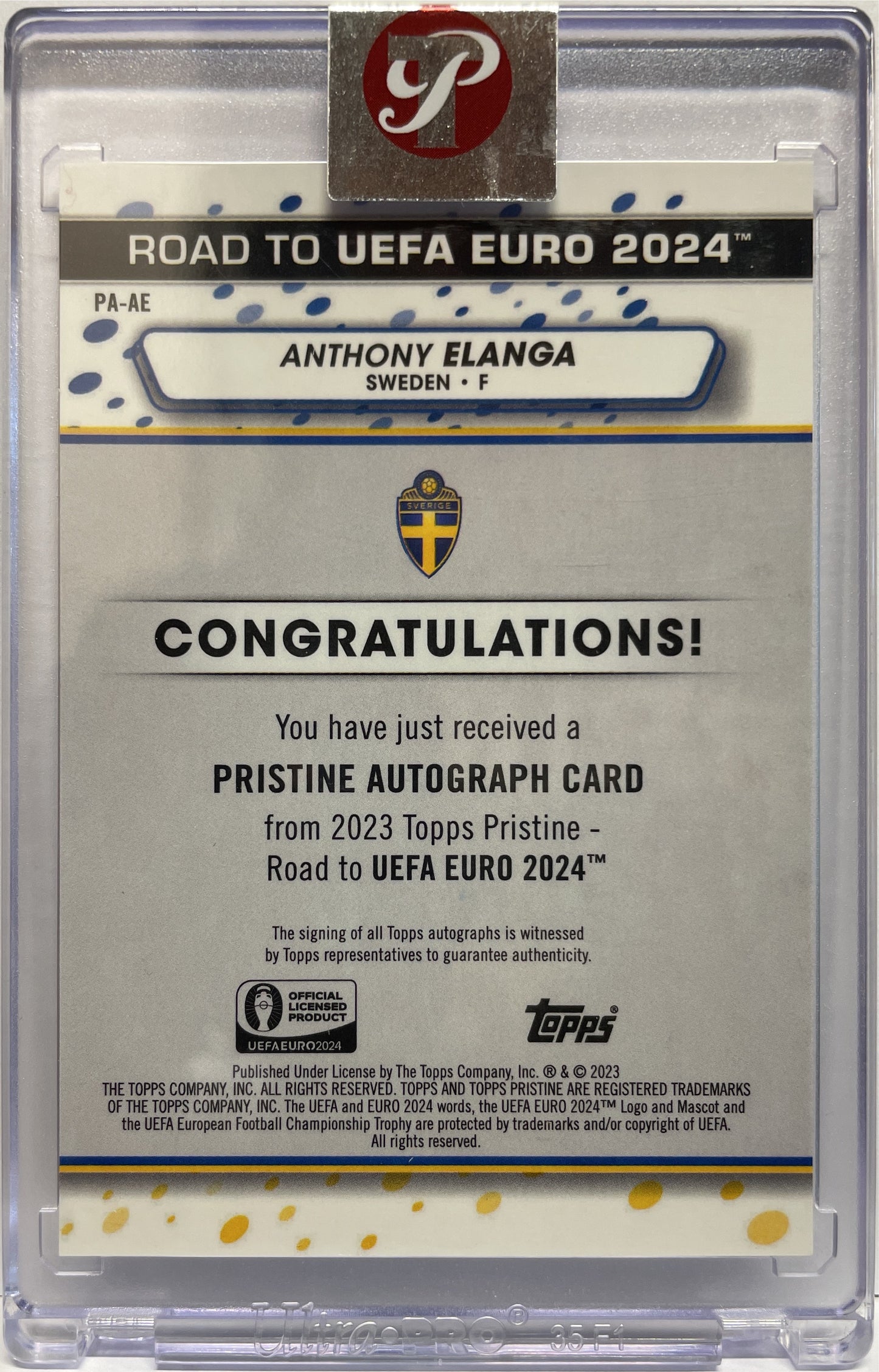 Anthony Elanga Autograph Pristine Topps Pristine Road To Euro 2024