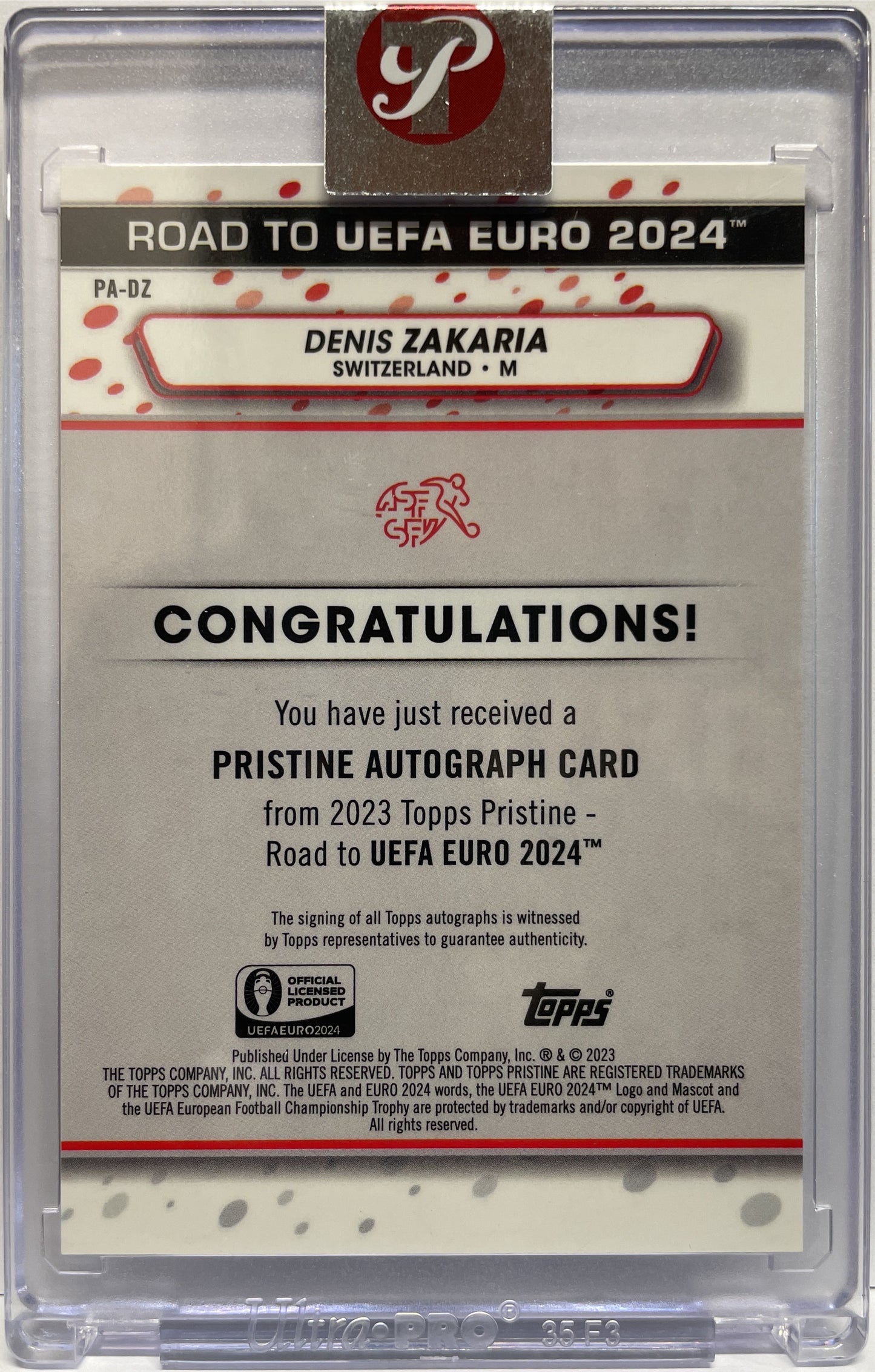 Denis Zakaria Autograph Topps Pristine Road To Euro 2024