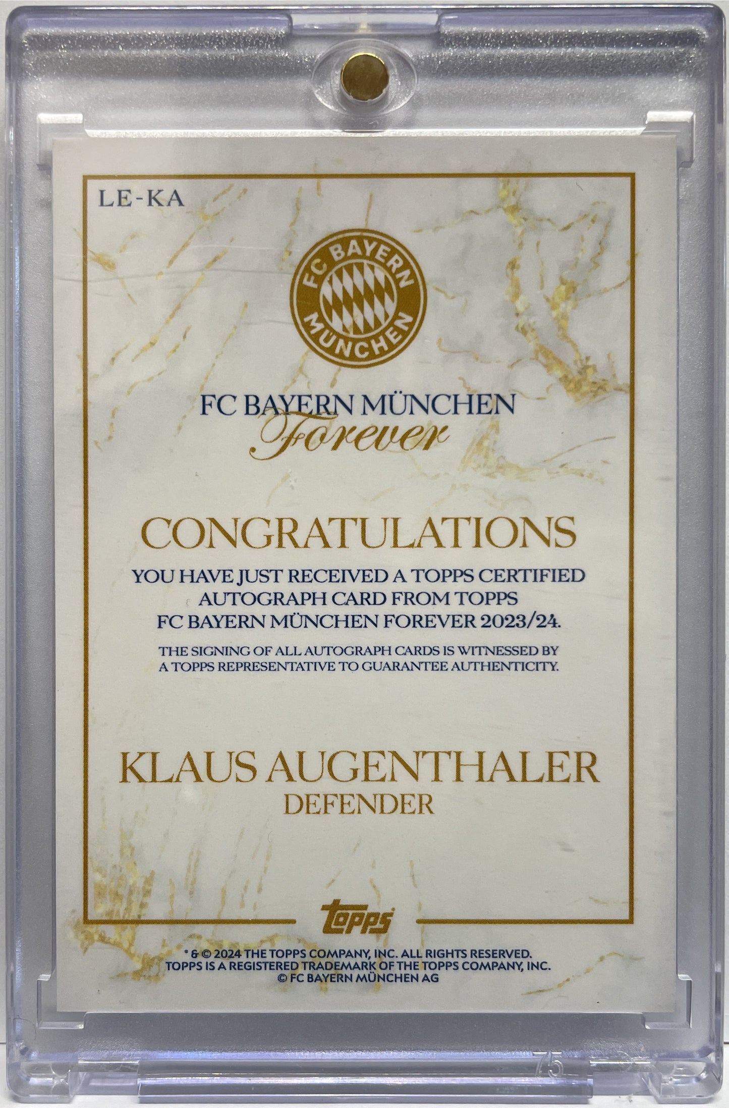 Klaus Augenthaler Autograph Topps Bayern Munchen Forever 2024