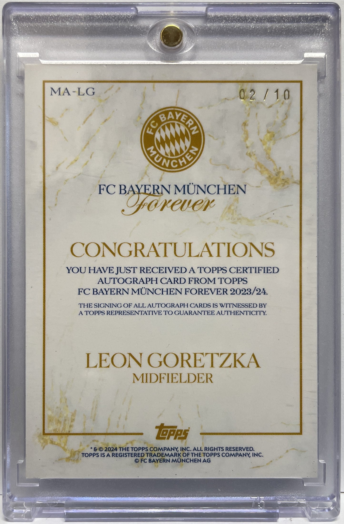 Leon Goretzka 2/10 Autograph Black Topps Bayern Munchen Forever 2024