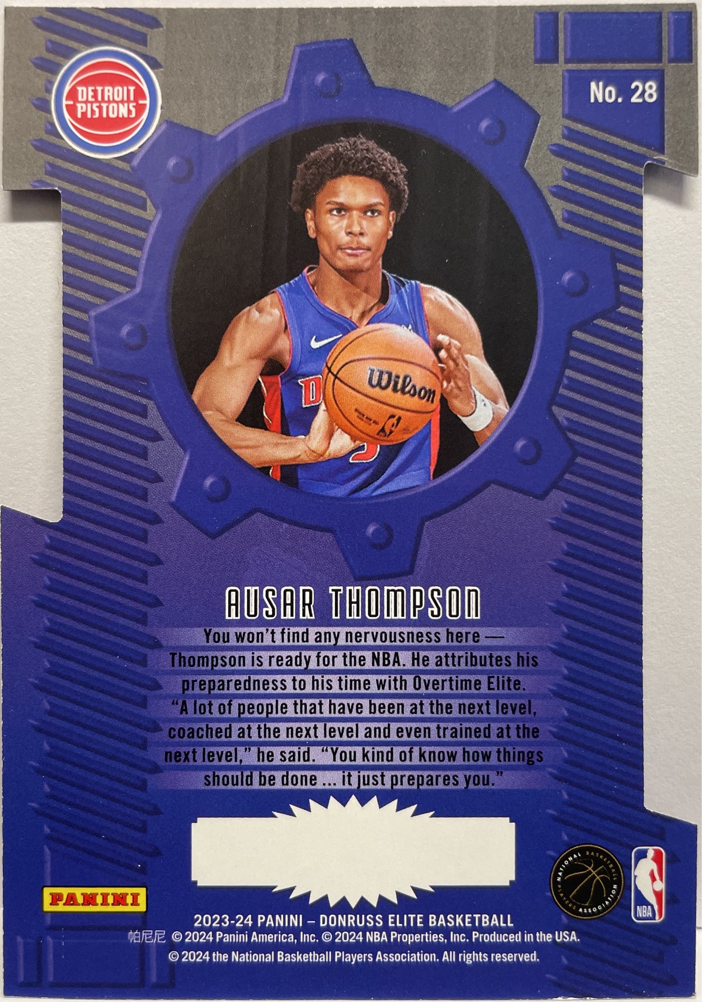 Ausar Thompson Rookie Craftsmen Orange Die-Cut Donruss Elite Basketball NBA 2023/24