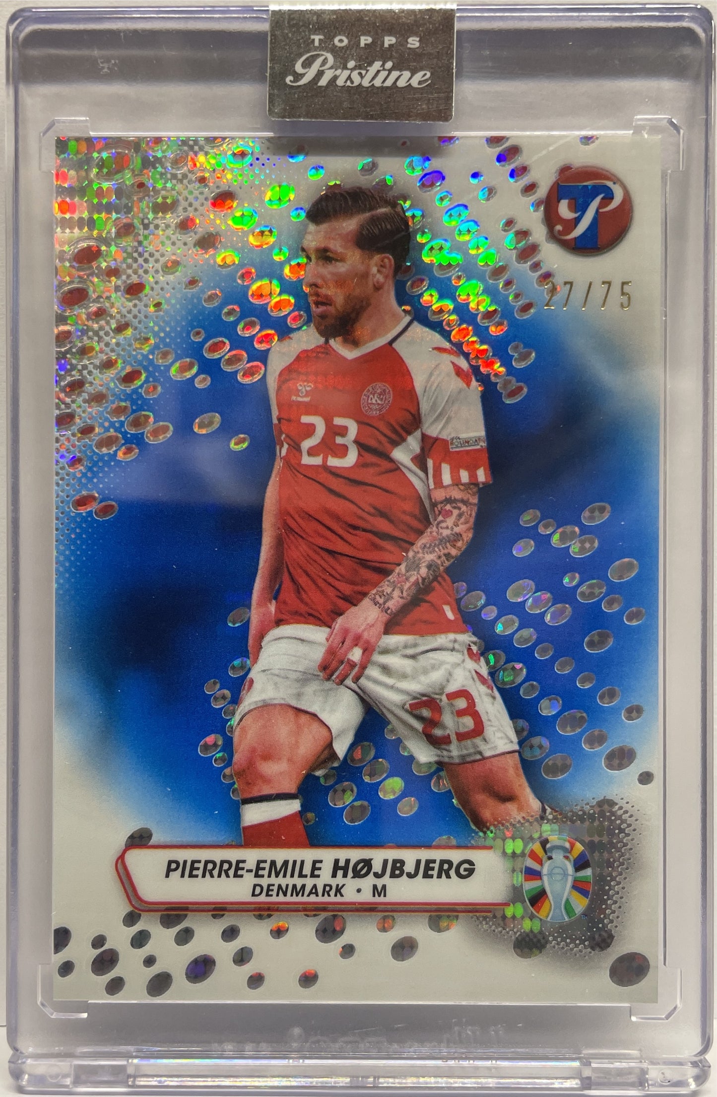 Pierre Emile Hojberg 27/75 Blue Topps Pristine Road To Euro 2024