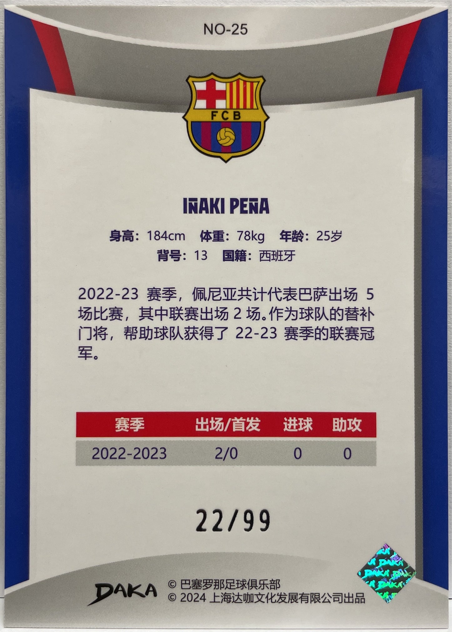 Inaki Pena 22/99 Holocene Purple Daka Barcelona One & Two 2023/24