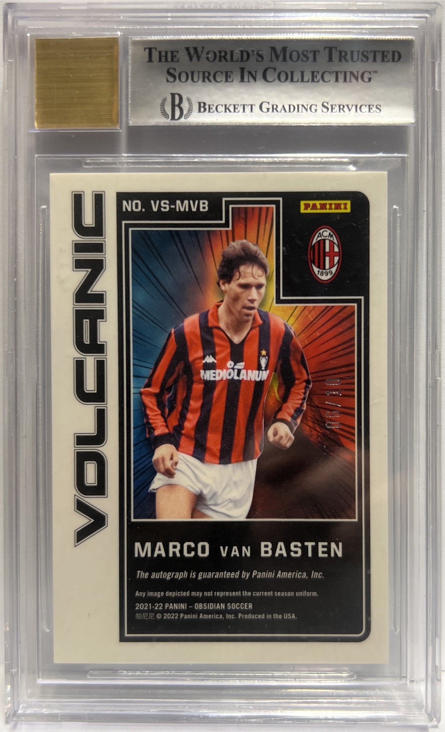 Marco Van Basten 6/10 Autograph Volcanic Yellow Obsidian 2021/22 Beckett 8