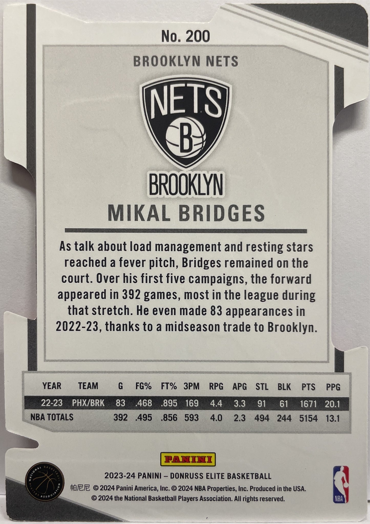 Mikal Bridges 17/99 Cut Red Donruss Elite Basketball NBA 2023/24