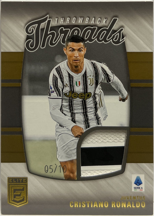 Cristiano Ronaldo 5/10 Patch Gold Throwback Threads Donruss Elite Serie A 2022/23