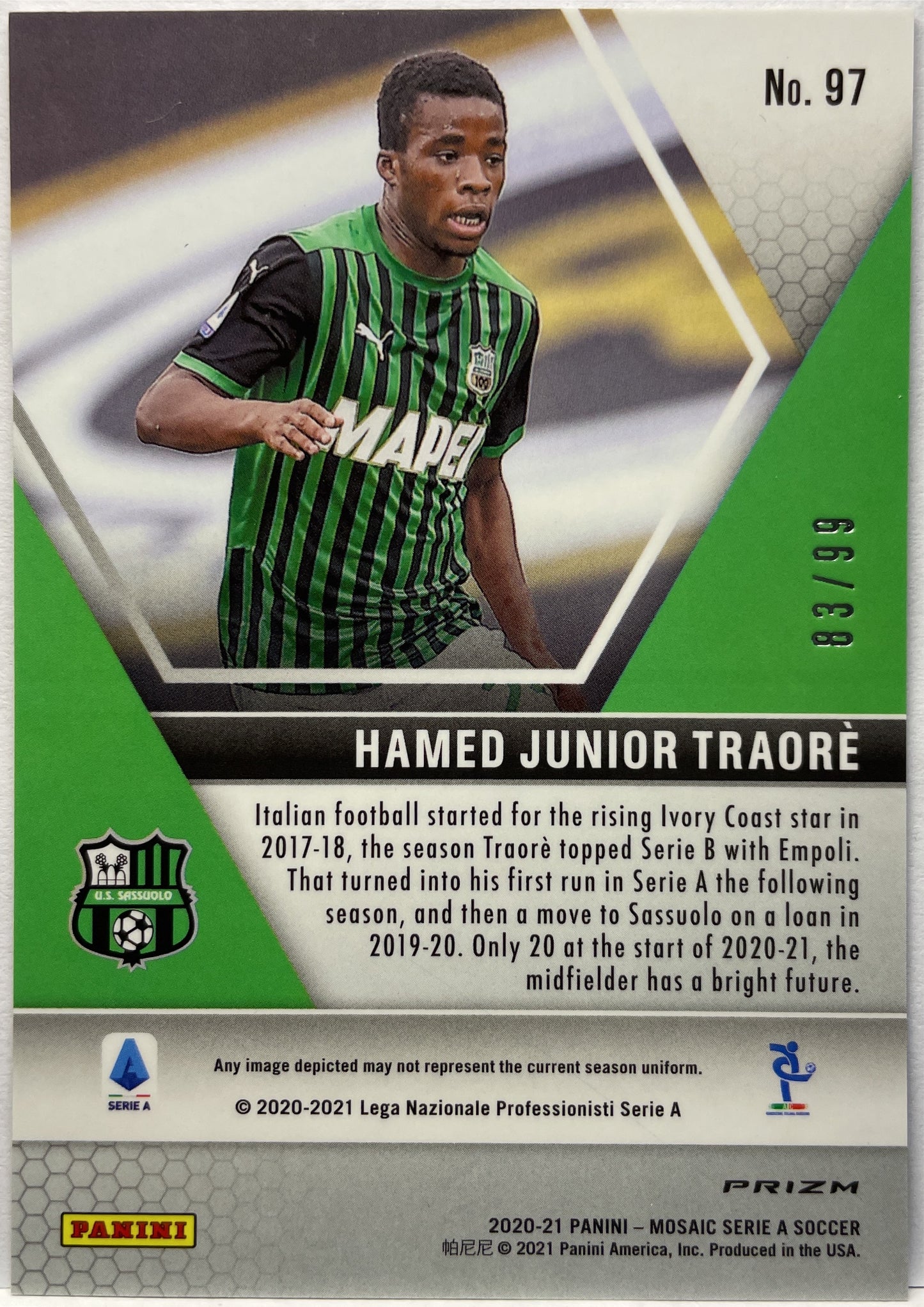 Hamed Junior Traore 83/99 Blue Mosaic Serie A 2020/21