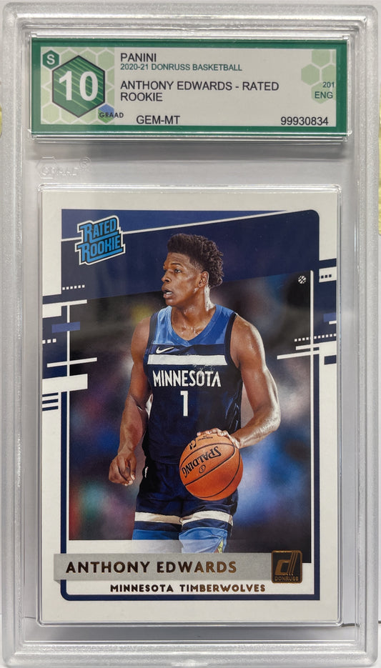 GRAAD 10 - Anthony Edwards Rated Rookie - Donruss Basketball NBA 2020/21