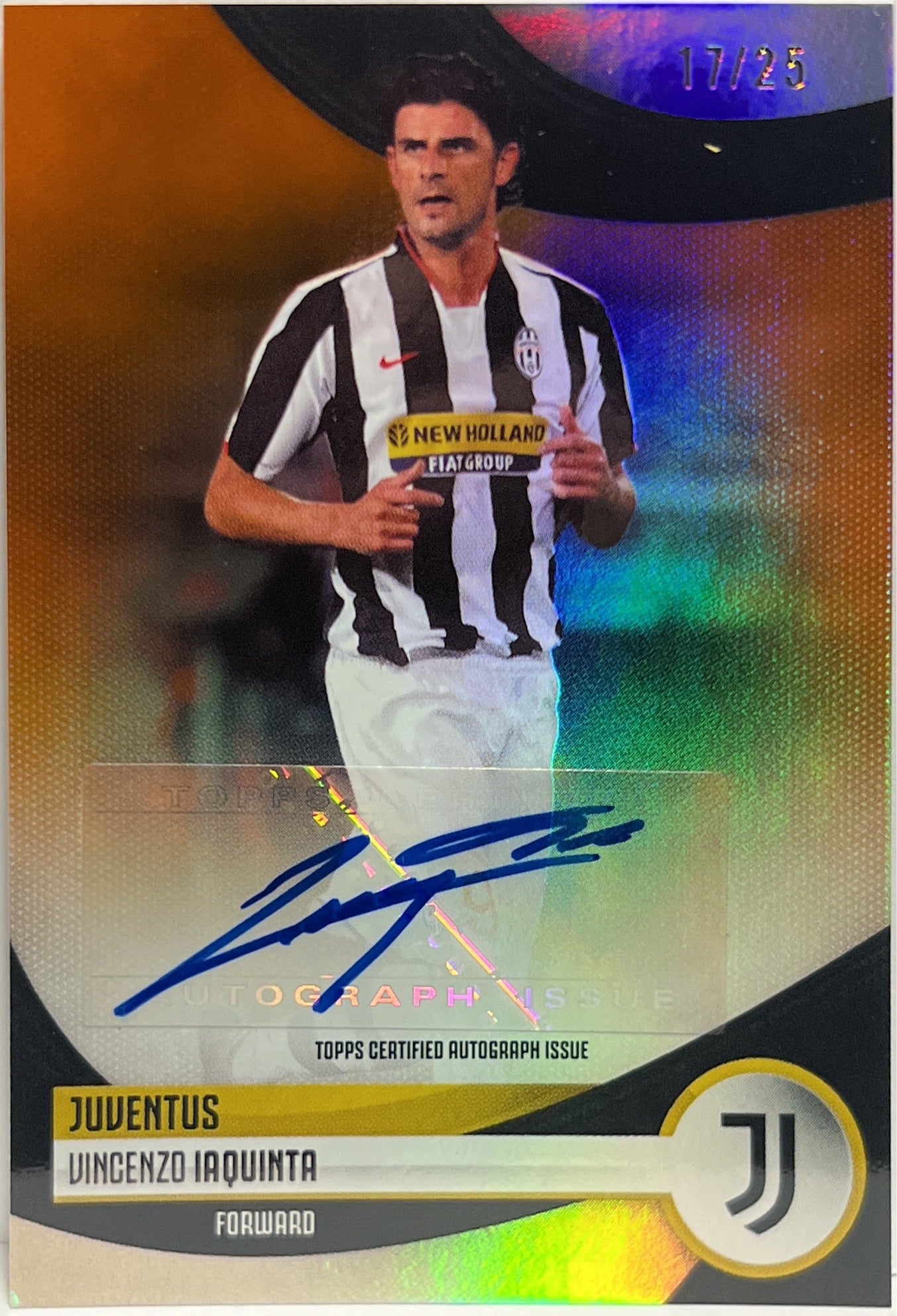 Vincenzo Iaquinta 17/25 Autograph Orange Topps Juventus Team Set 2023/24
