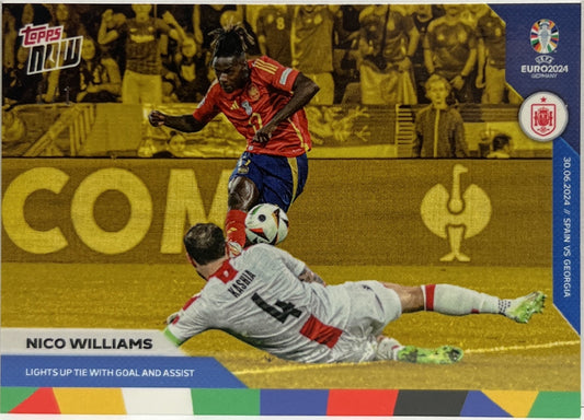 Nico Williams 1/1 Lights Up Tie With Goal And Assist Topps Now 2024