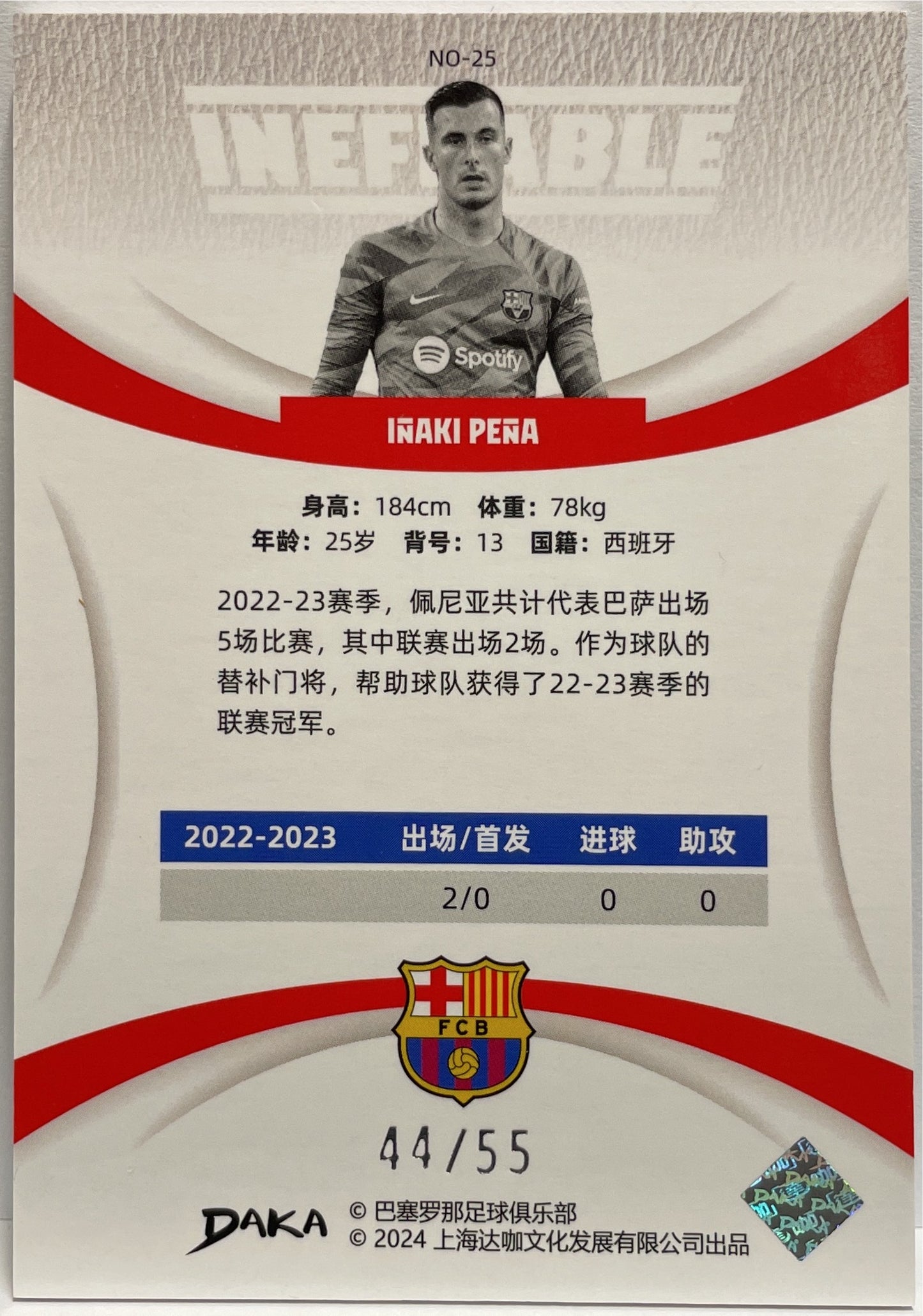 Inaki Pena 44/55 Ineffable Purple Daka Barcelona One & Two 2023/24