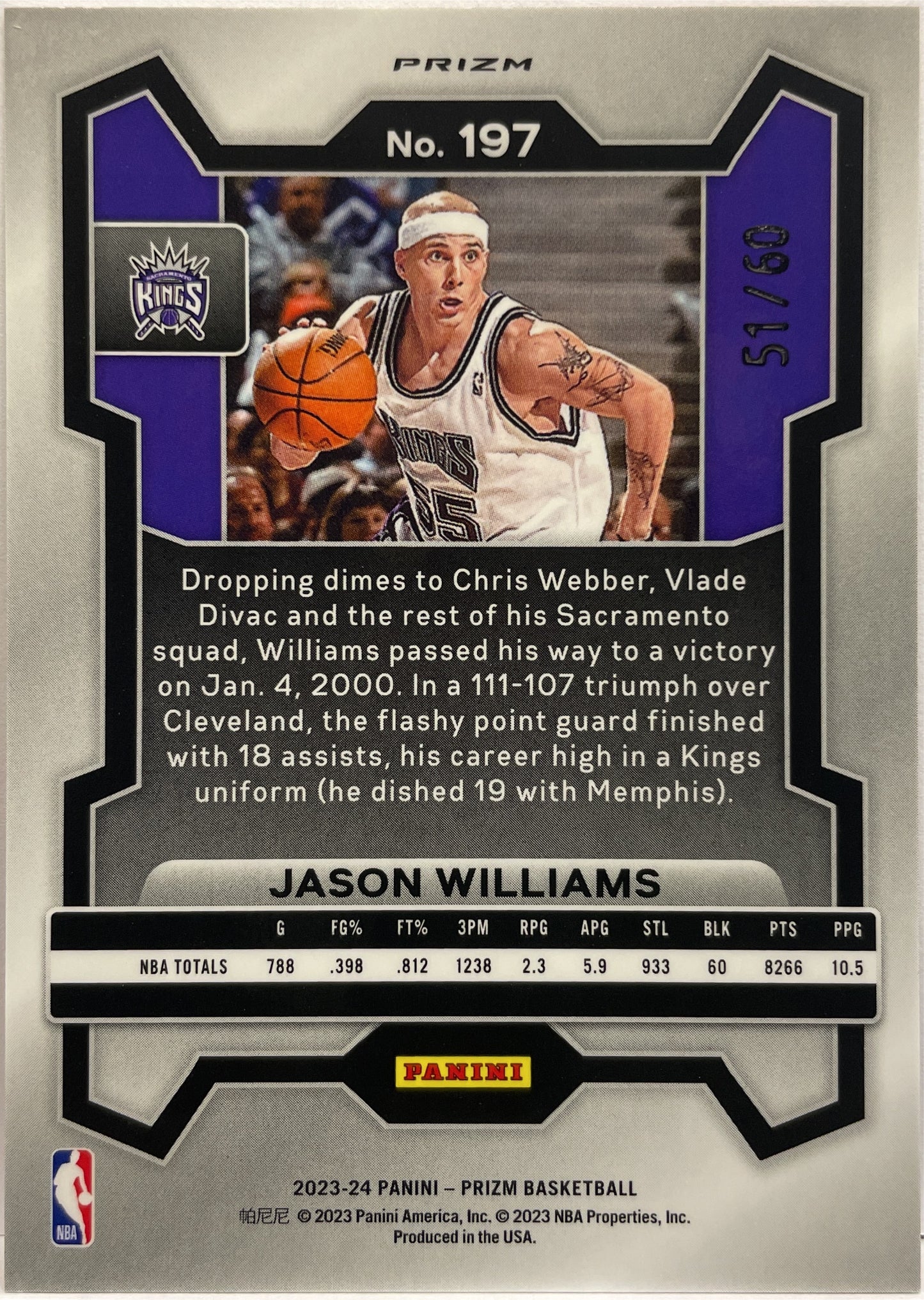 Jason Williams 51/60 Orange Wave Prizm Basketball NBA 2023/24