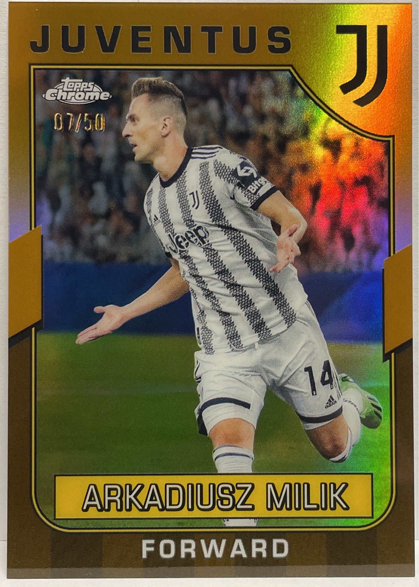 Arkadiusz Milik 7/50 Gold Topps Chrome Juventus 2022/23
