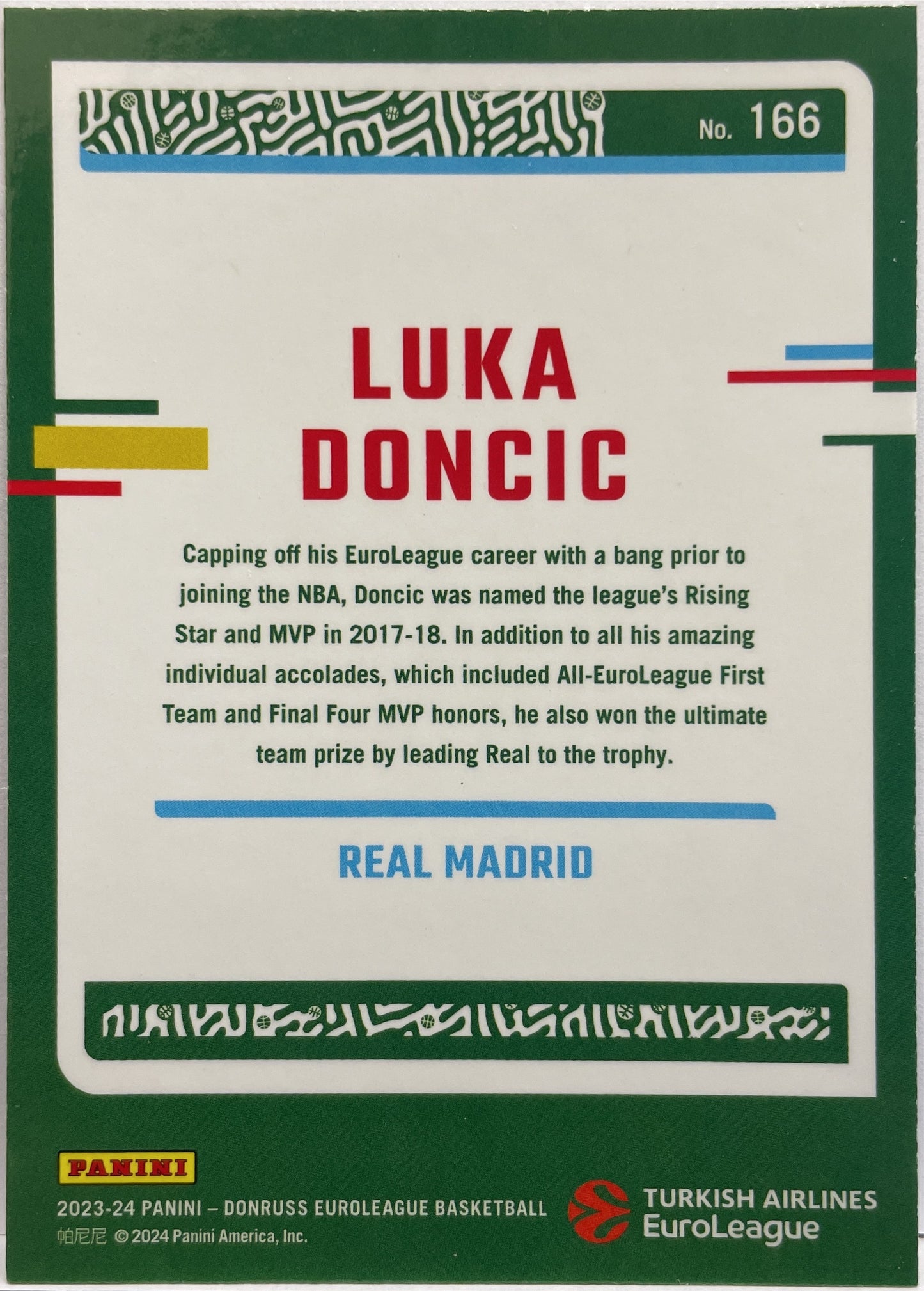 Luka Doncic Legends Optic Donruss Euroleague Basketball 2023/24