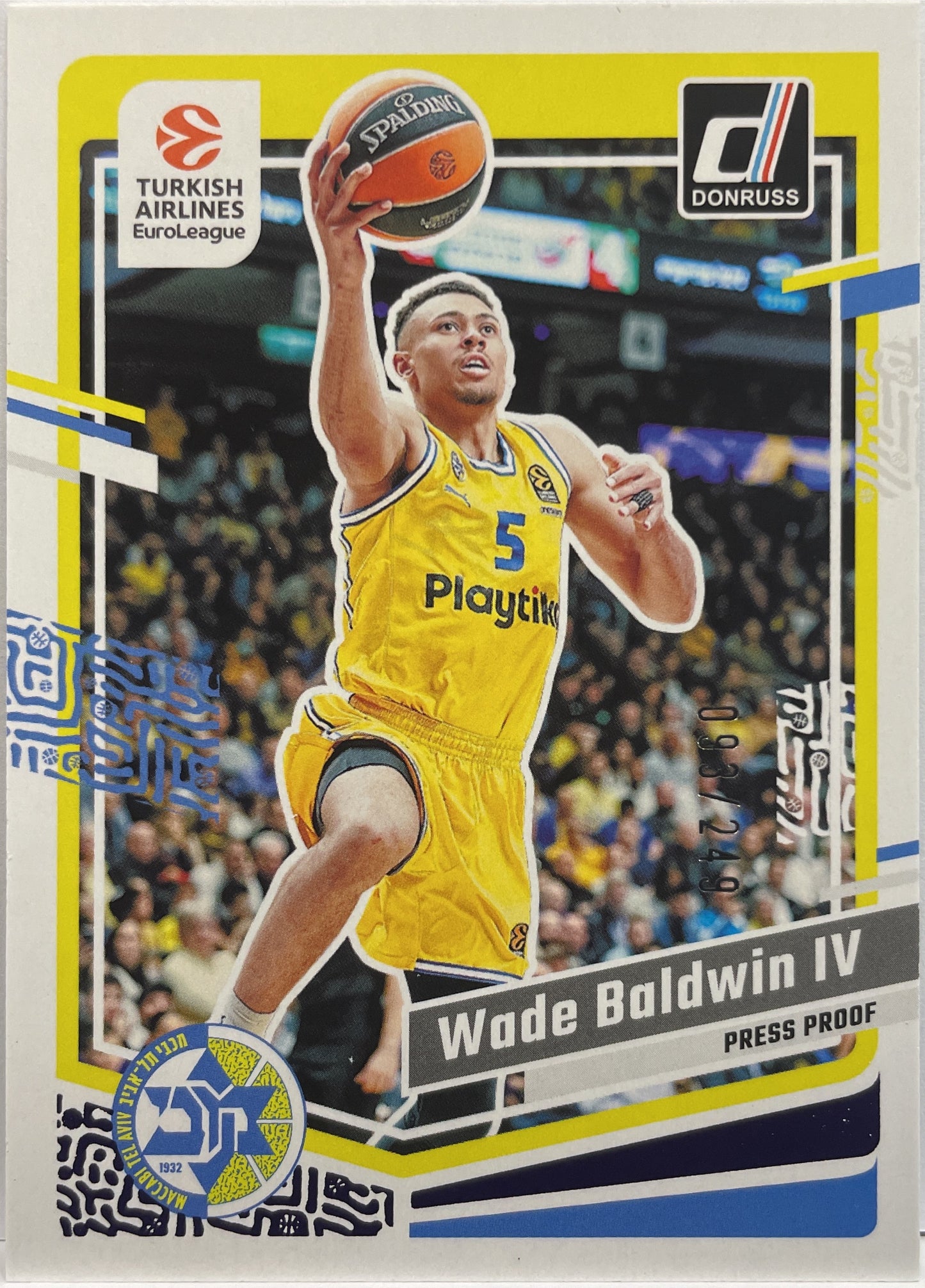 Wade Baldwin IV 93/249 Press Poof Purple Donruss Euroleague Basketball 2023/24