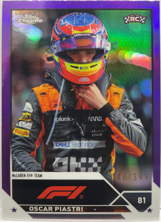 Oscar Piastri 46/399 Purple Topps Chrome F1 2023