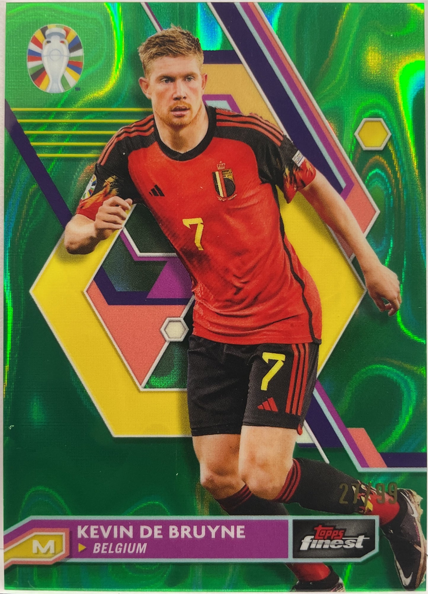 Kevin De Bruyne 27/99 Green Lava Topps Finest Road To Uefa Euro 2024