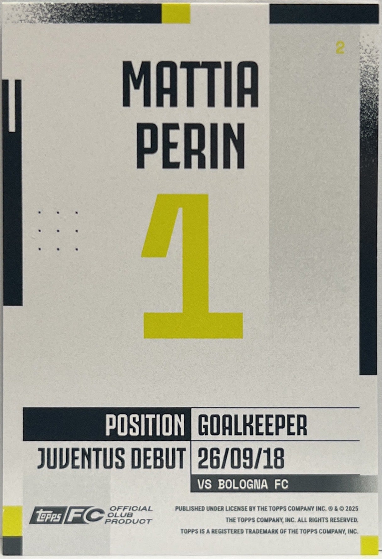 Mattia Perin 32/75 Topps Juventus Premium Team Set 2024/25