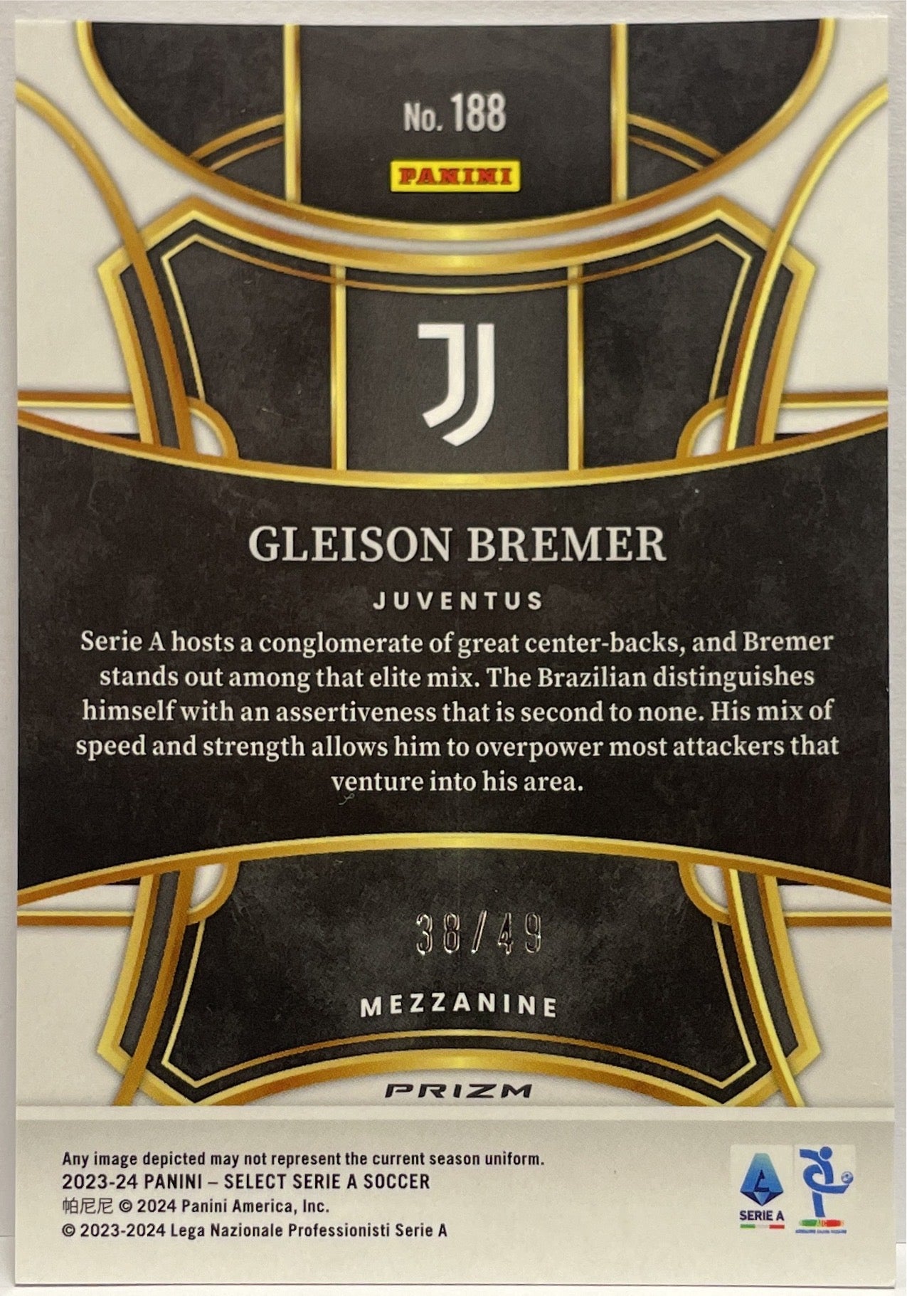Gleison Bremer 38/49 Mezzanine Purple Select Serie A 2023/24